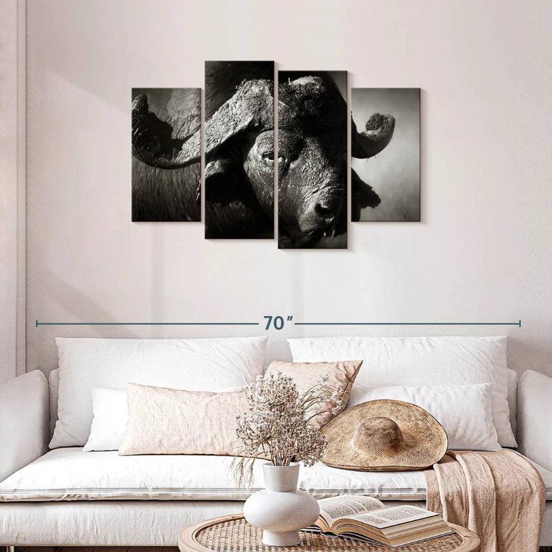 Buffle d'Afrique sauvage Brampt, H 27 po x l 43 po