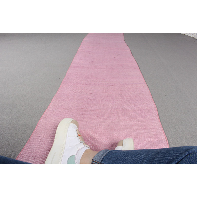 Tapis de couloir antique Kilim à tissage plat chanvre pour couloir d'escalier, conception éclectique abstraite