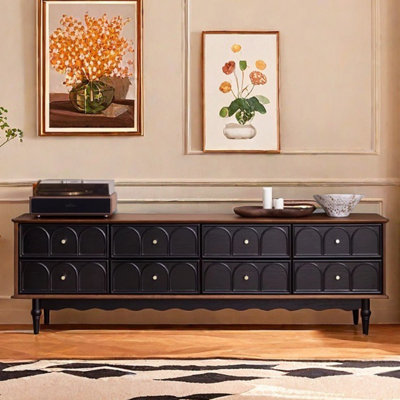 French retro design solid wood TV cabinet