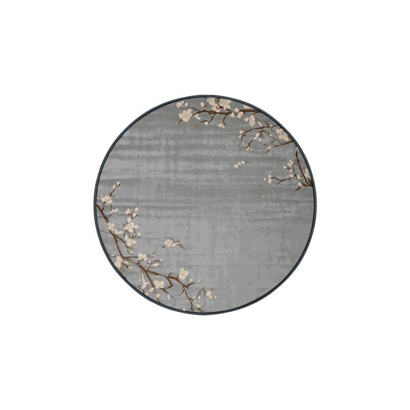 Tapis gris soyeux et moelleux, Rond 3 pi