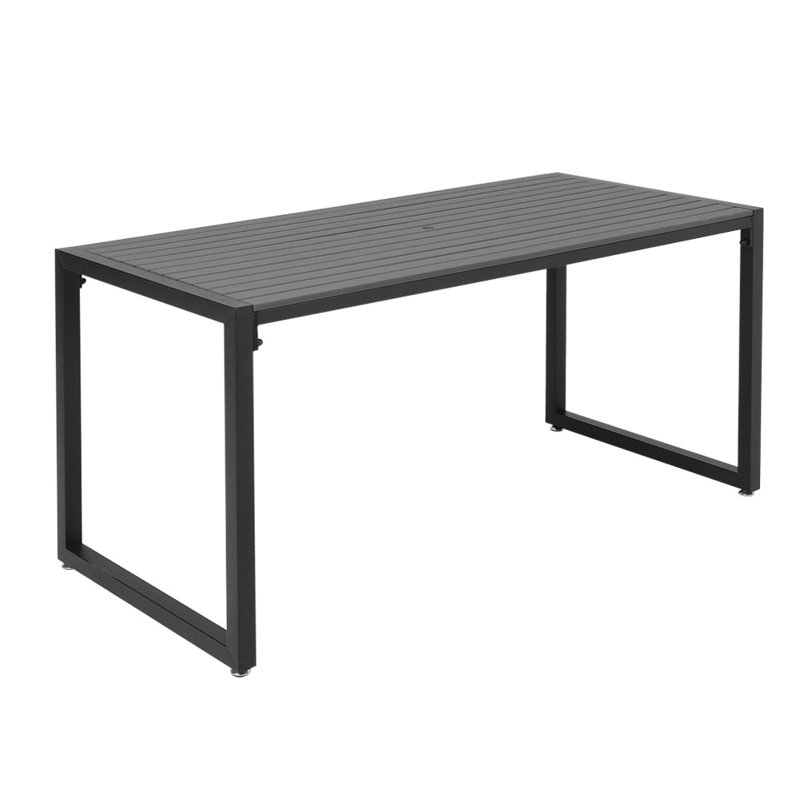 Neve Rectangular Metal Outdoor Dining Table With Umbrella Hole , 150cm cm W 70cm cm D, Black