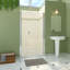Porte de douche pivotante 36 po x 37 1/4 po x H 72 po avec demi-cadre et verre transparent-103040222