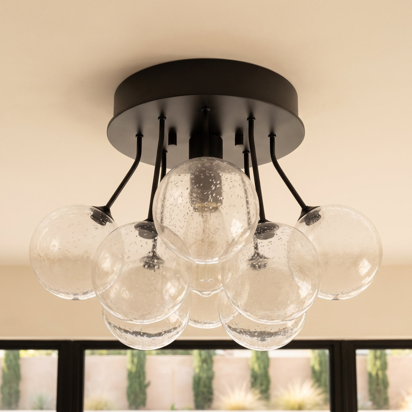 Logan Single Light Semi Flush Mount, Midnight Black