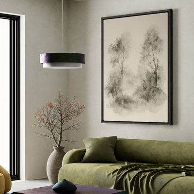 Impression sur toile encadrée, impression à l'aquarelle, paysage, arbre, lavis - 16 po x 24 po