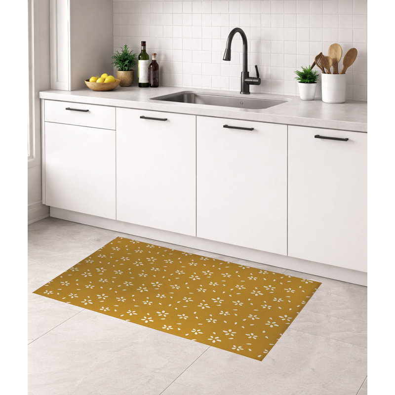Tapis de cuisine Petal, Rectangle 5' x 7', Golden Ochre Floral