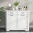 Double Tilt Out Laundry Hamper Cabinet, 30 Gallon Trash Can Cabinet With 2 Drawers, Hidden Laundry Cabinet With 2 Laundry Baskets, Garbage Can Bin Cabinets For Bathroom,Kitchen, Full, White
