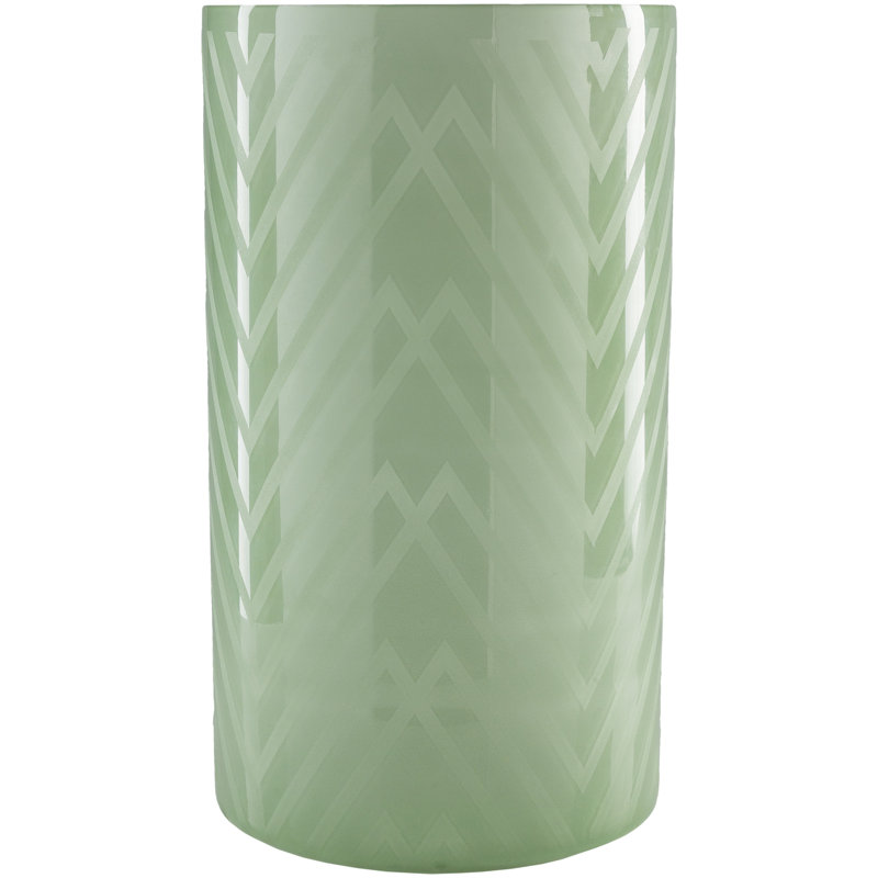 17.5'' H Glass Tabletop Hurricane, Green
