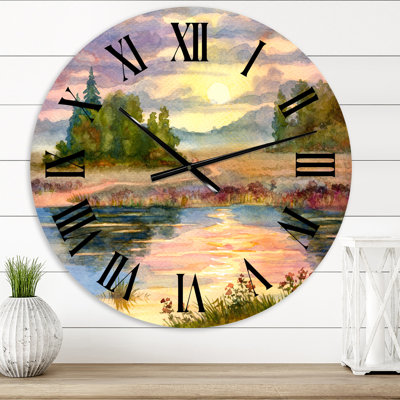 Sunset Over The Lake I - Traditional wall clock