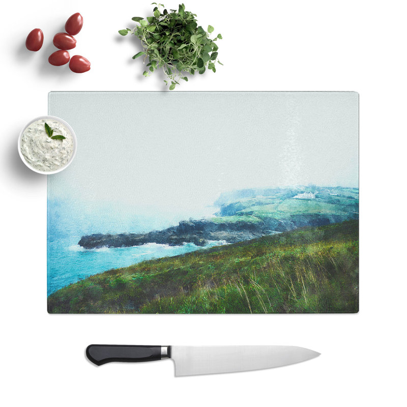 Tempered Glass Port Isaac in Cornwall Chopping Board, 28.5 cm x 39 cm