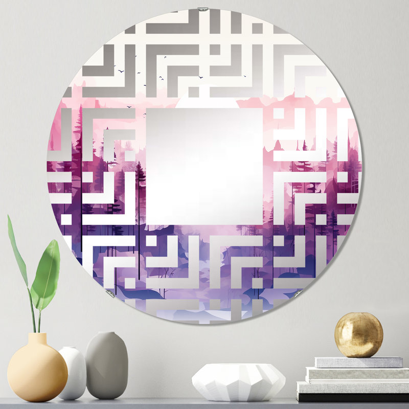 Minimalisme Forêts Fréquence II - Miroir décoratif Maze-MIR116071-Rond, 23,6 po x 23,6 po