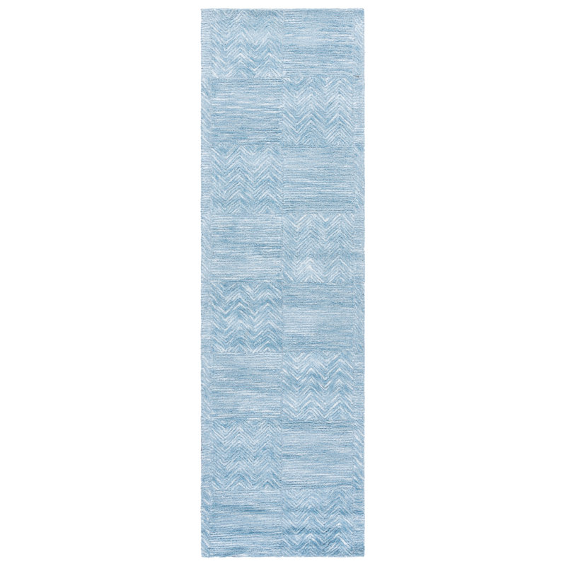 Soho 180 Hand Tufted Viscose/Wool Geometric Rug in Light Blue, Runner 2'3" x 8'