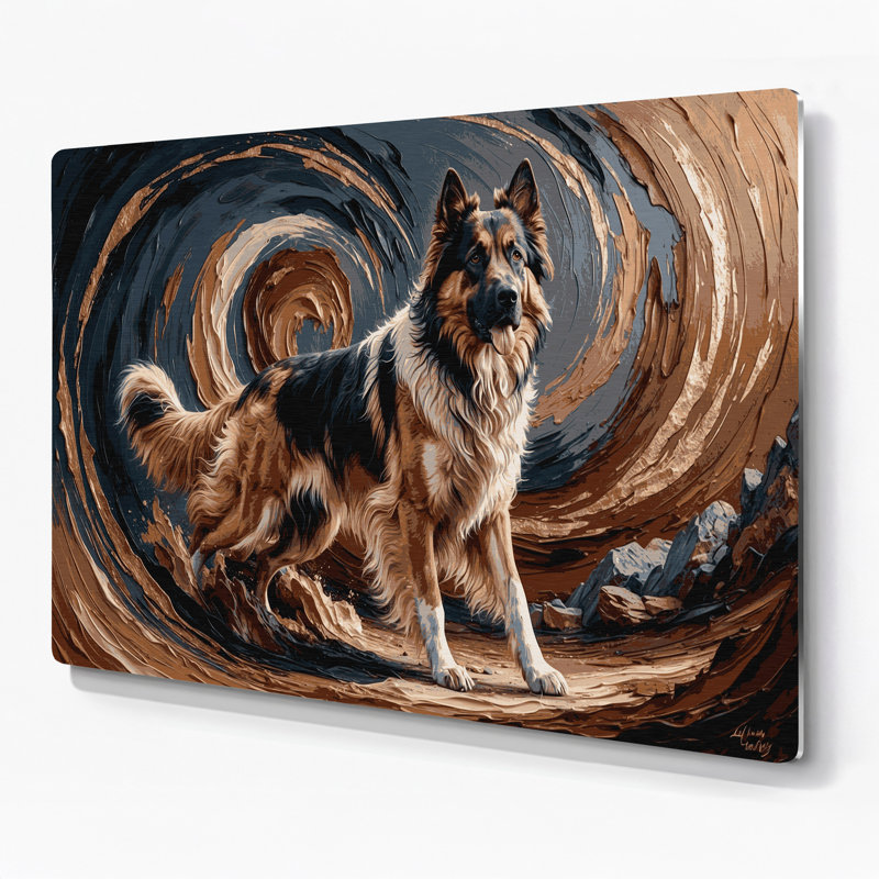 Chiens, berger anatolien, art mural en métal brun, H 16 po x l 20 po