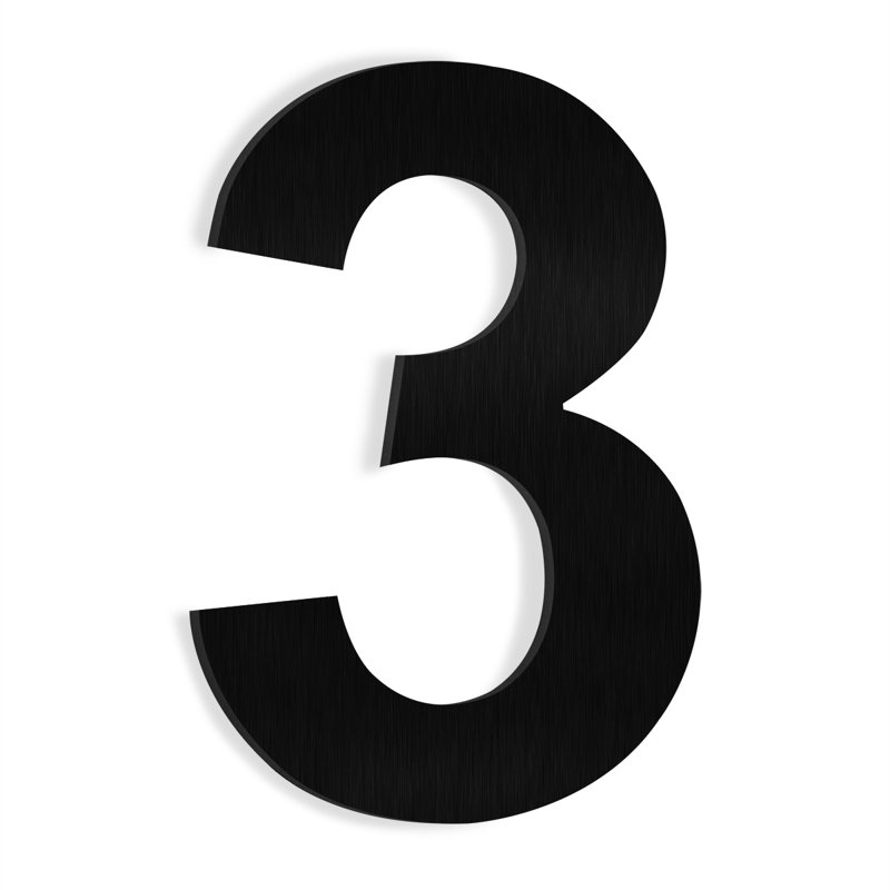 Barton 6-Inch Floating Mount Steel House Number for Address Sign (Black), Black, 3