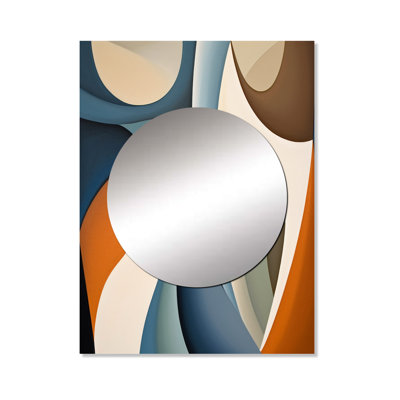 «Herluf Blue Orange Symmetric Visions - Abstract Shapes Unique Wall Mirror»