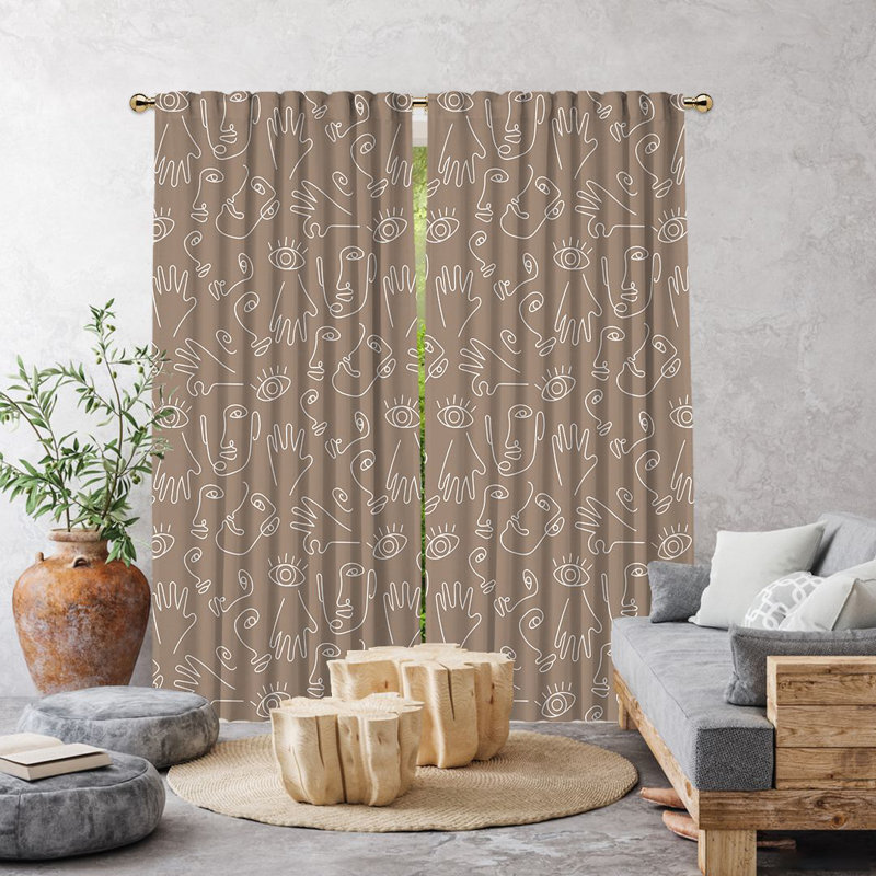 Bowlby Semi Sheer Curtain Pair, 140cm Width x 175cm Drop, Beige