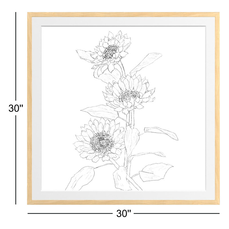 «Sunflower Line Sami» par Nadja, H 30 po x l 30 po x P 0,75 po, Papier encadré naturel, Oui