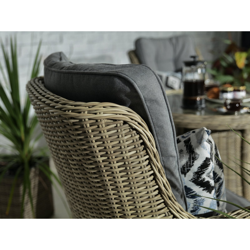 WENTWORTH 2 Seater Highback Comfort Round Bistro Set (1 x 70cm Round Table & 2 x Chairs inc Cushions)