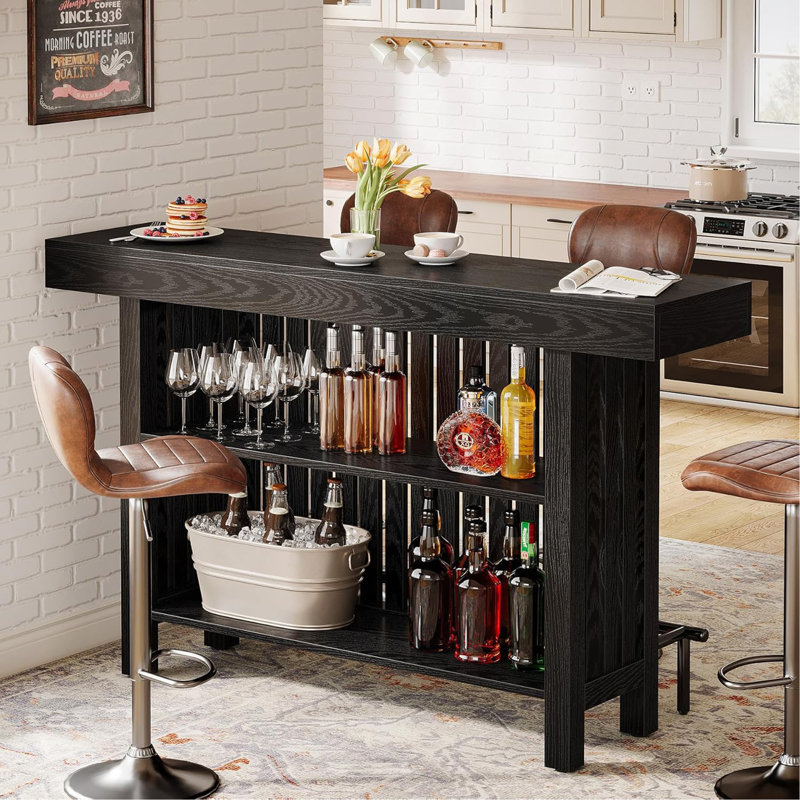 2-Tier Mini Bar Table with Footrest