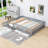 Queen Size Wood Floor Bed With Fence Door And Sturdy Slats-336172741