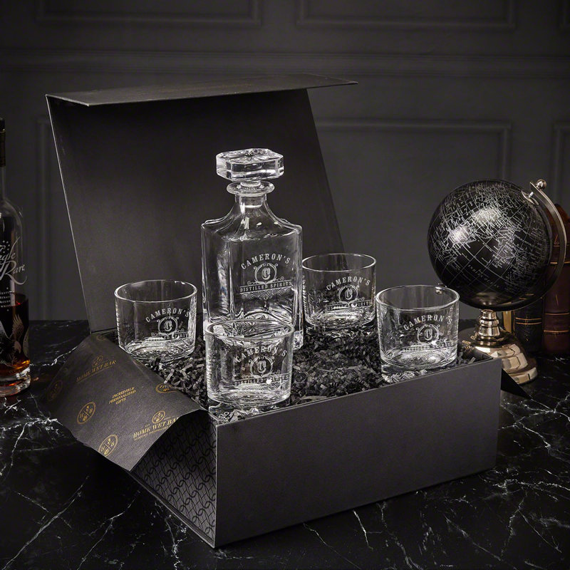 Coffret cadeau personnalisé avec boîte à carafe et verres à vodka - 6 pièces, Oui