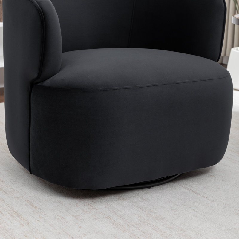 Fauteuil demi-tonneau pivotant rembourré Tybias, Noir