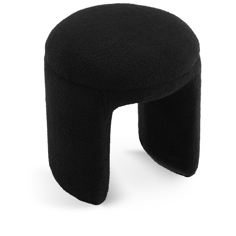 Repose-pieds standard rond 18 po Bowen, Tissu noir en fausse peau de mouton