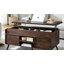Table basse à plateau relevable de 48 po avec porte coulissante à lattes et rangement caché Redlemon