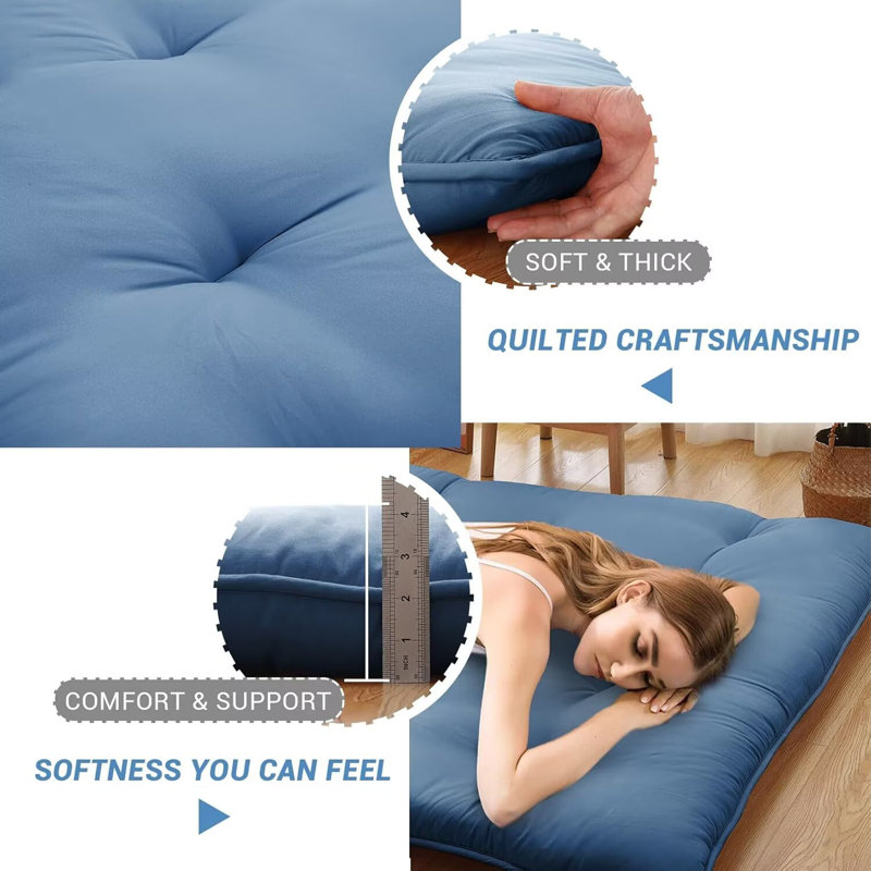 Matelas de futon japonais pliable pour matelas Tatami, Lit simple, Marine