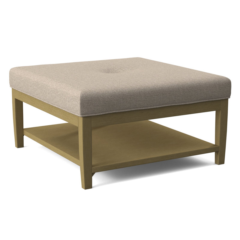 Hammond Square Ottoman, Antique Black Finish, Eggshell Crypton Performance; 0884-93