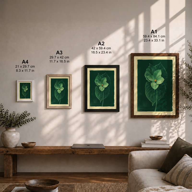 Pale Bloom And Leaves Botanical - Print, Unframed, A4 - 29.7 x 21.0 cm