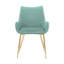 Chaise de salle à manger en tissu bleu sarcelle avec pieds dorés - ensemble de 2