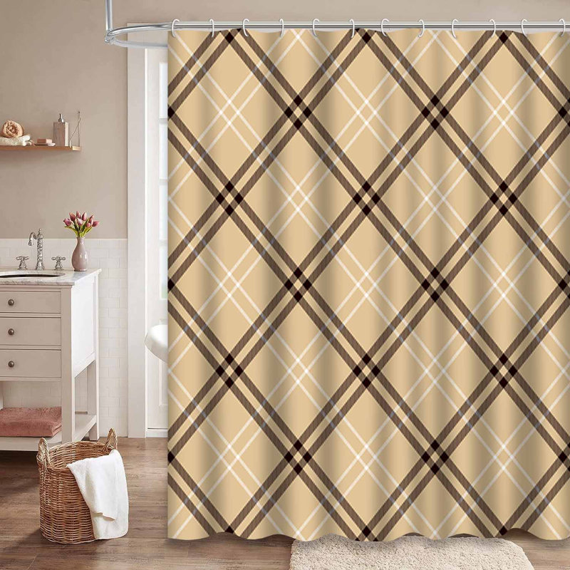 Rideau de douche Tartan Camel, L 72 po x l 84 po