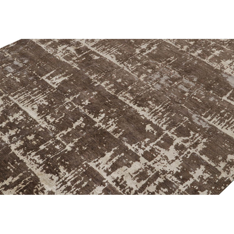 Modern Hand Knotted Geometric Area Rug, Rectangle 9' x 12'