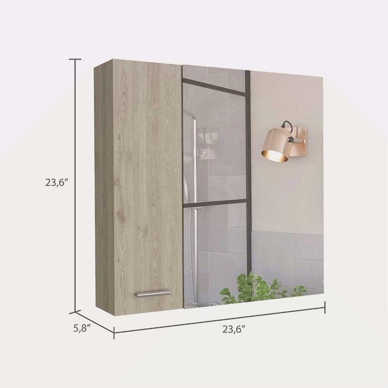 Pharmacie, quatre tablettes internes, porte double, Gris