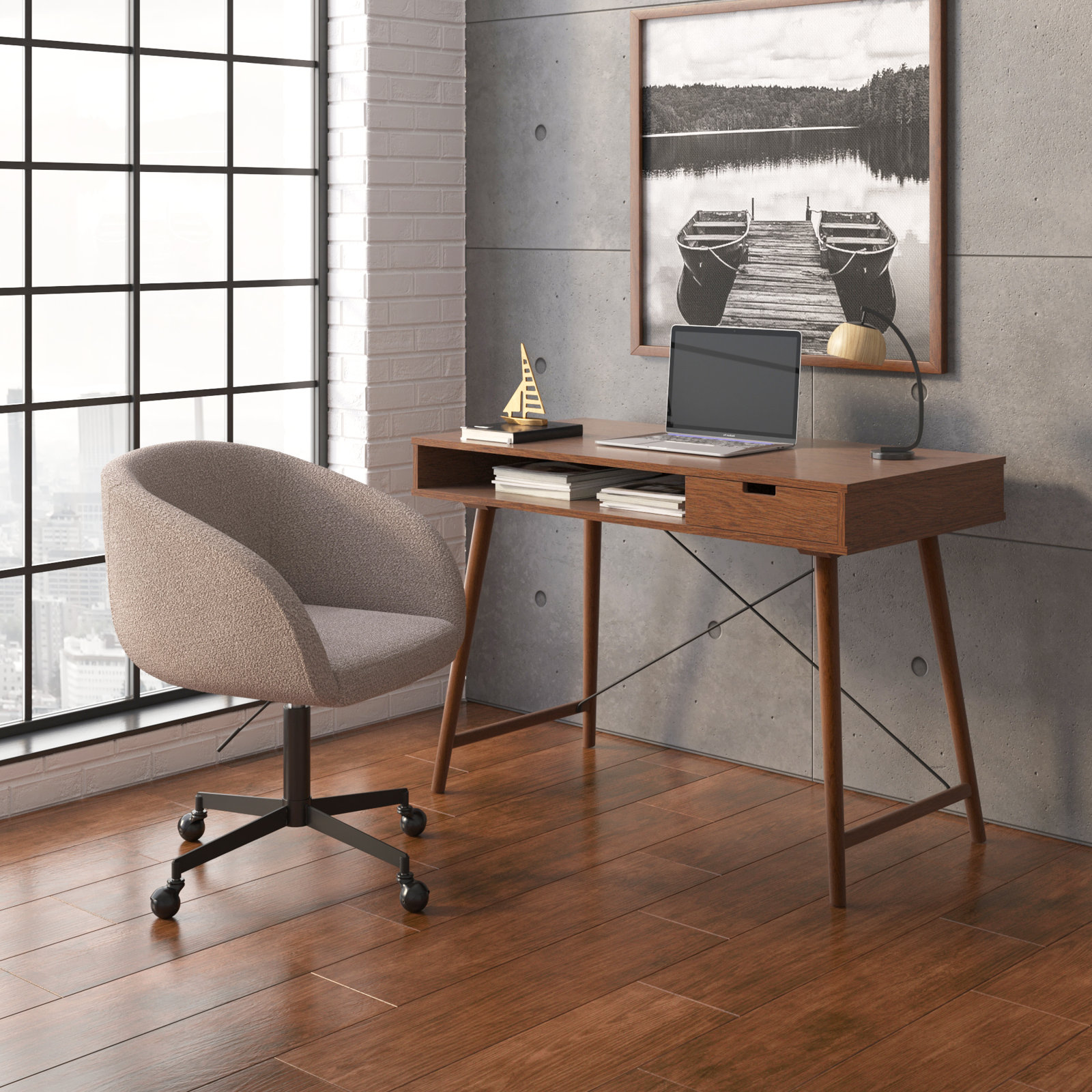 Darius Swivel Office Chair, Gray, Black