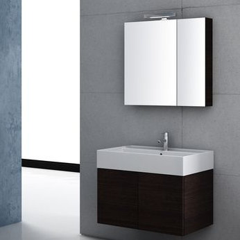 Ensemble de meuble-lavabo simple mural 32 "avec miroir Smile, Wengé