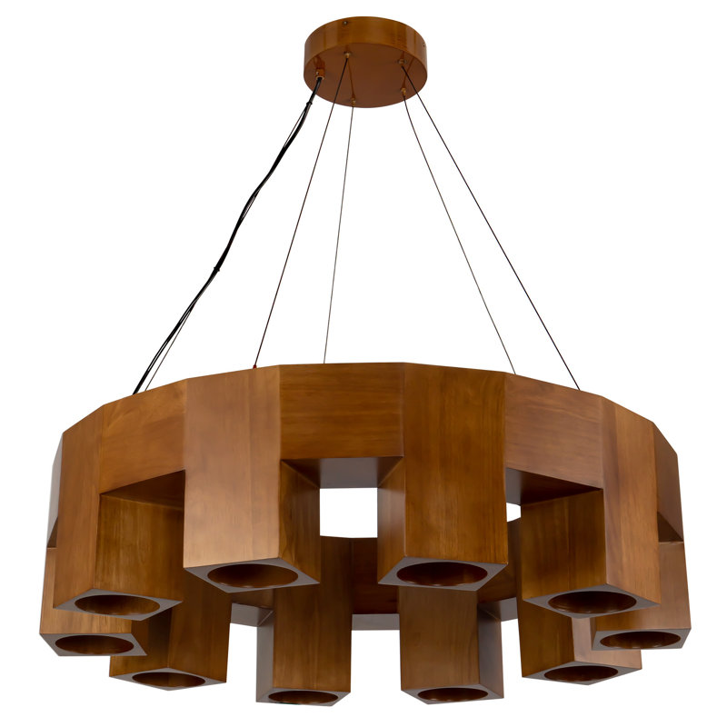 Bosco 10 - Light LED Chandelier, Natural Oak