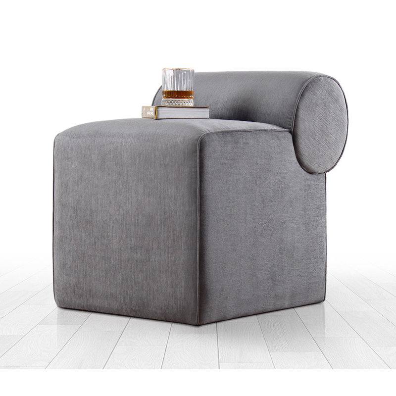Repose-pieds pouf élégant, 100% coton gris, 17,7 po x 22,0 po x 23,6 po | 35 éponges orthopédiques 35 po., Épaisseur: 2,4 po | Pieds cachés recouverts de PVC, hauteur d'assise confortable: 16,9 pouces, parfait pour le salon et la chambre à coucher