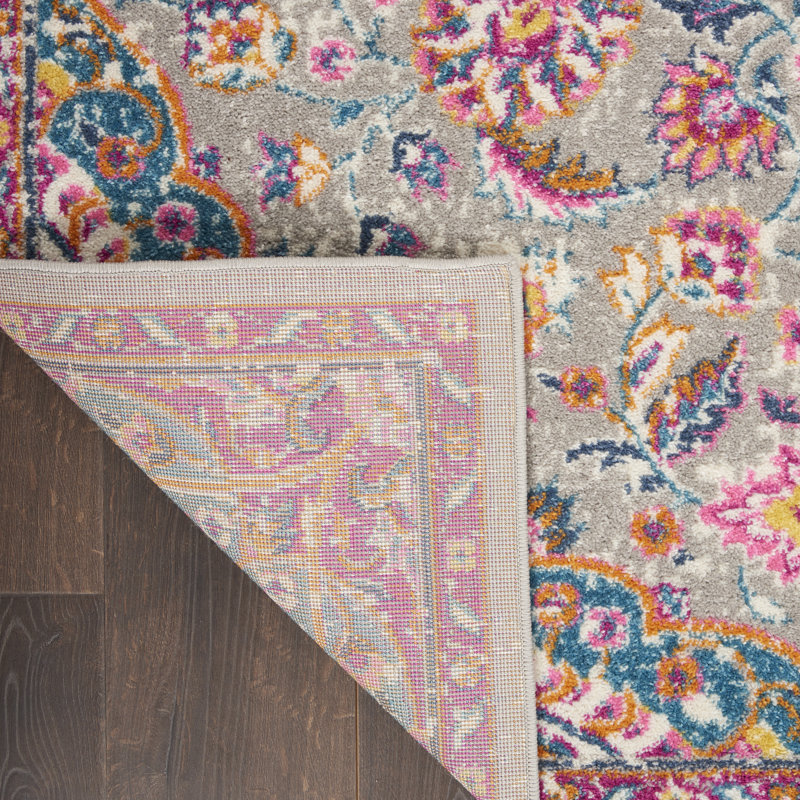 Geomar Passion Grey/Pink Rug, Rectangle 160 x 221cm