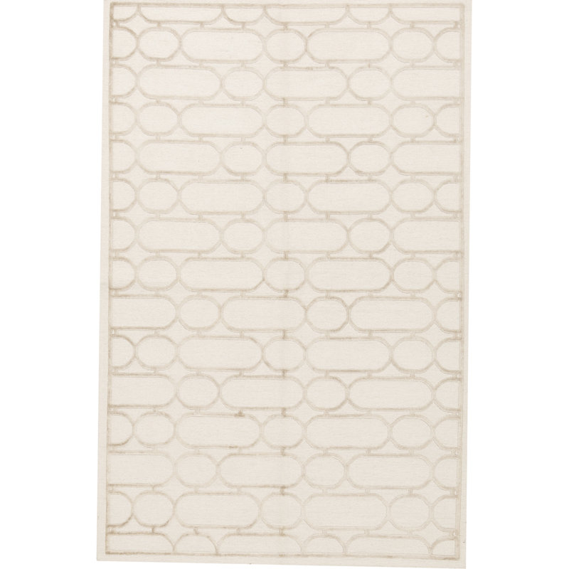 Hand-Knotted High-Quality Ivory Area Rug