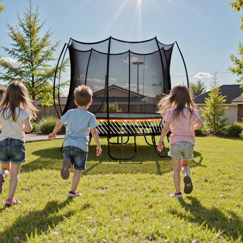 Springless Trampoline Kids 10FT Round Trampoline with Safety Enclosure Net for Kids & Adults Outdoor Fun