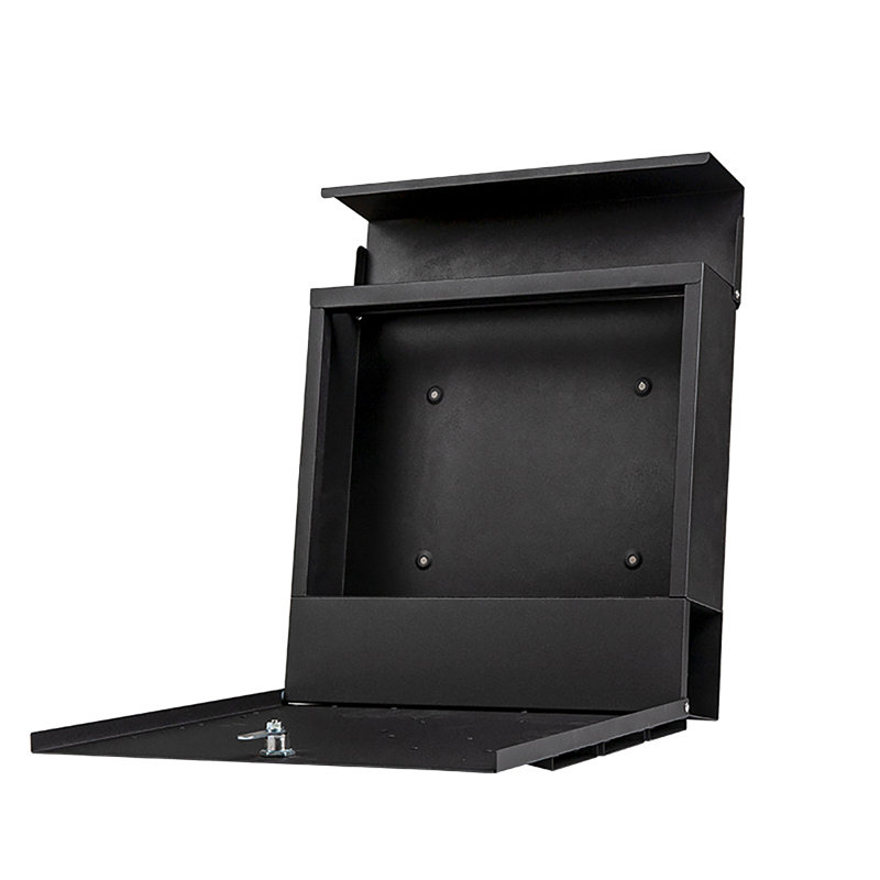 Steel Wall Mounted Mailbox with Newspaper Compartment, Black