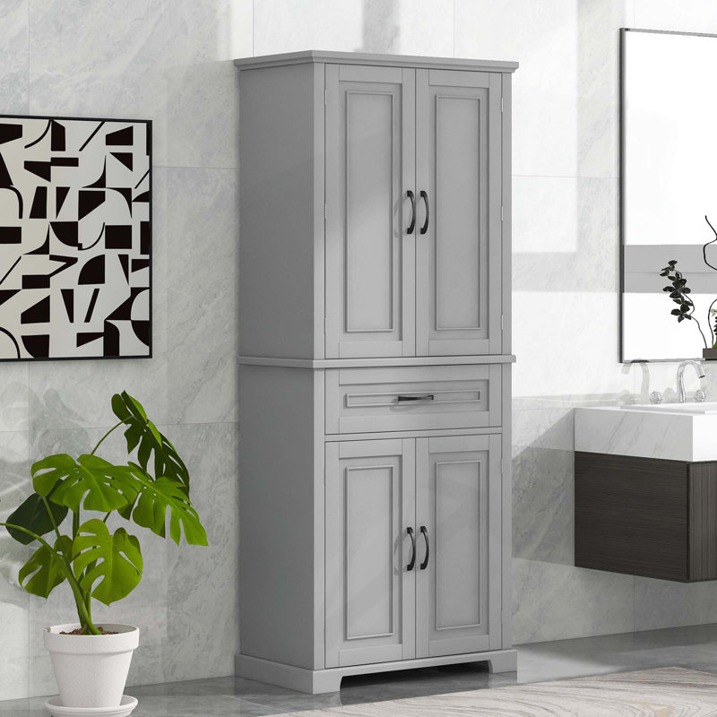 Armoire de rangement polyvalente avec plusieurs compartiments et fabrication durable, Gris