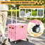 Chariot utilitaire pliable à roulettes avec couvercle, caisse de rangement pliable avec roulettes et compartiment verrouillable, rose-133701653