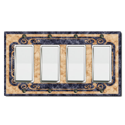 Élégant tapis noir beige avec motif de tapis et plaque murale à 4 panneaux