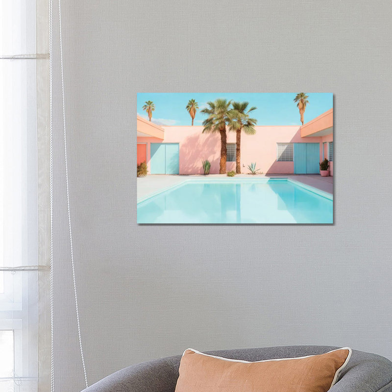 Retro Pool - reproduction d'art murale encadrée, H 18 po x l 26 po, Toile tendue, Ne s’applique pas