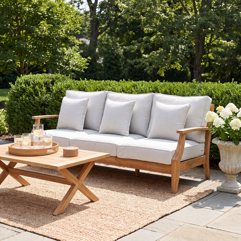 Clairmont Teakwood Patio Sofa, White