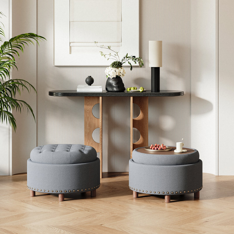Rangement rembourré surdimensionné de 25 po Ottman, Gris foncé