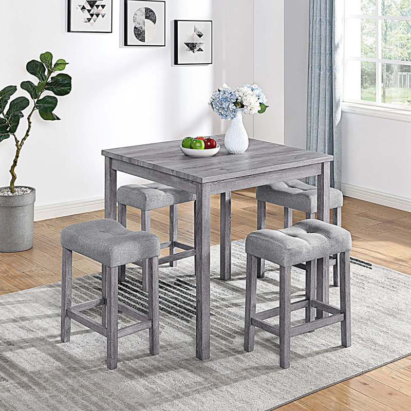 Shayleigh 5 - Person Four Leg Dining Set, Gray, Gray, Gray