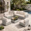 Ensemble de conversation d'extérieur en rotin 7 pièces avec coussins pour patio - gris / beige-242393093